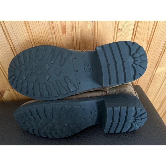 UGG Benson II Brown Leather Side Zip Wool Lined Ankle Boots Women’s Size 8 - Picture 13 of 14